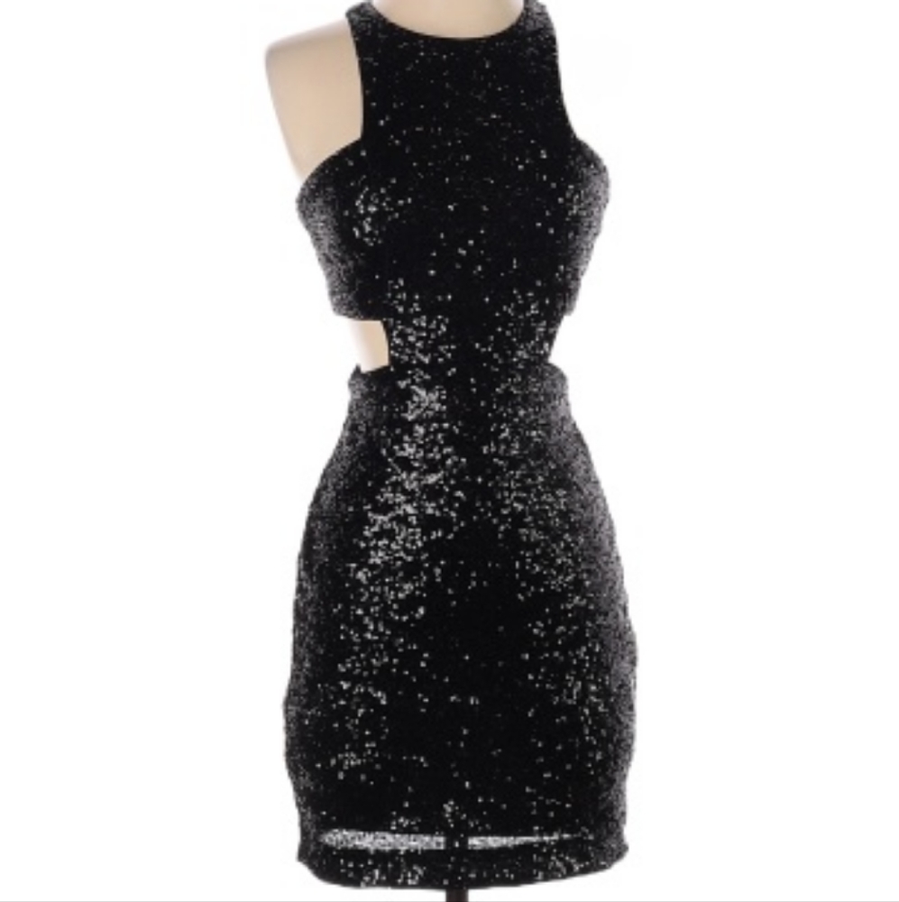 Express sequin cut out dress